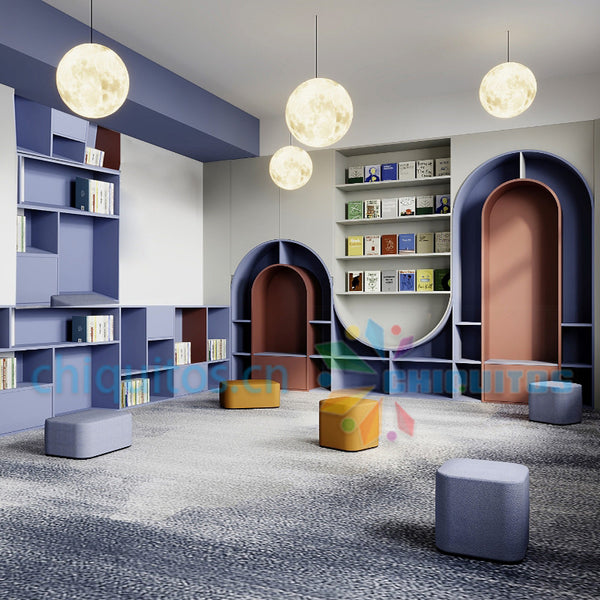 Chiquitos Home Cabinet Reading Nook Curved Bookshelf Kids Library Wooden Kindergarten Classroom Daycare Furniture Set