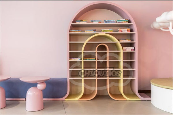 Chiquitos Kids Reading Corner Curved Arch Bookcase Colorful Decorative Display Shelf Creative Library Study Area Combo Bookshelf