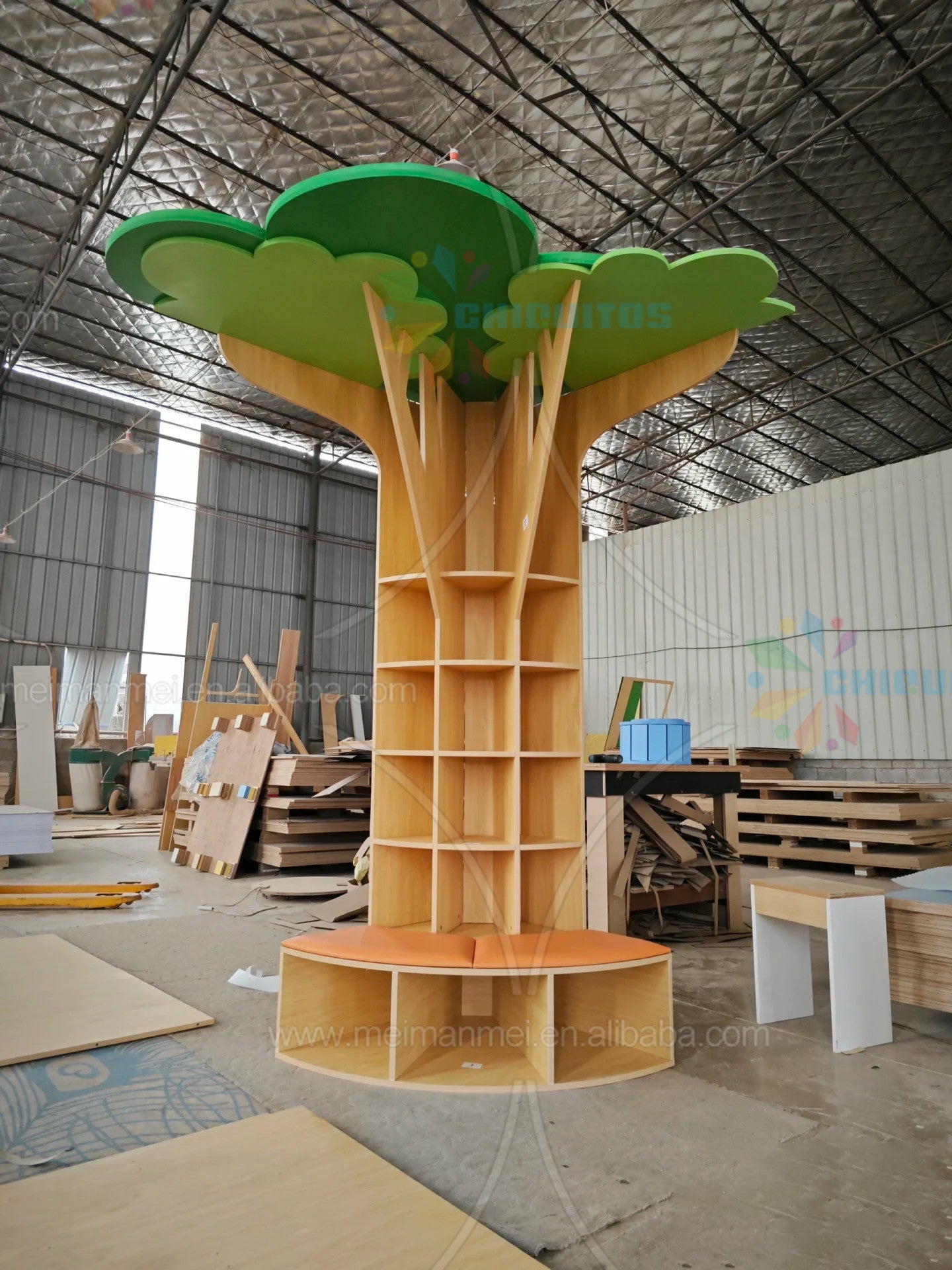 Chiquitos Montessori Kids Library Reading Tree Shaped Floor Bookshelf ...
