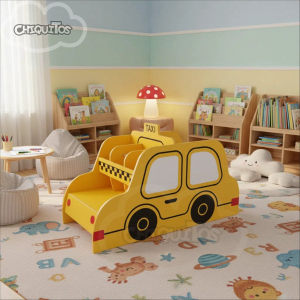 Chiquitos Kids Car Shaped Bookshelf Wooden Cartoon Storage Rack  Creative Automobile Design Bookcase for Children Room Nursery