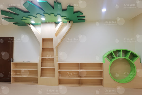 Chiquitos Kids Reading Area Tree Bookcase Fun Tree-Style Storage for Storybooks and Picture Books for Learning and Reading Zones