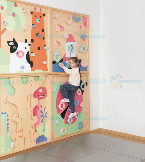 Chiquitos Interactive Kids Climbing Wall with Cartoon Design - Promotes Active Play and Motor Skill Development