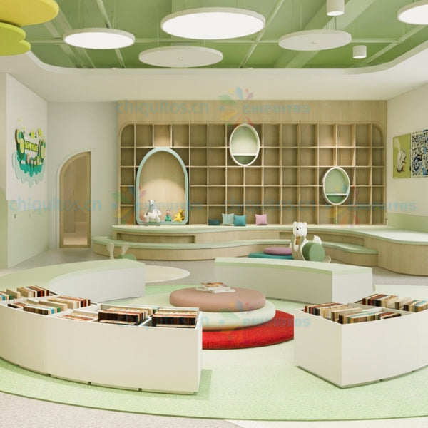 Chiquitos Modern Kindergarten Reading Nook and Bookshelf Furniture Customized Library Seating for Kids