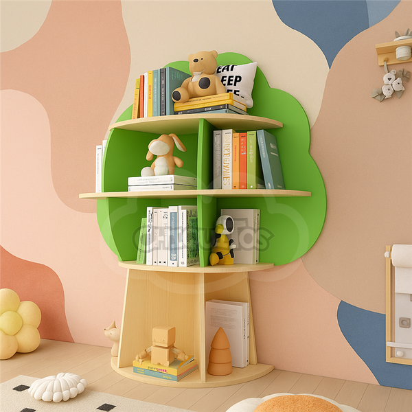 Chiquitos Kids Tree Bookshelf Creative Wooden Bookcase for Freestanding Book Organizer for Nursery Playroom or Bedroom Space