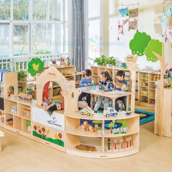 Chiquitos Modern Library Furniture Custom Circular Bookshelf and Seating Set for School or Reading Area