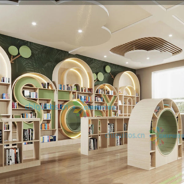 Chiquitos Library Reading Corner Custom Alphabet Bookshelf Bookcase for Kindergarten Daycare Center Preschool Shopping Mall Nook