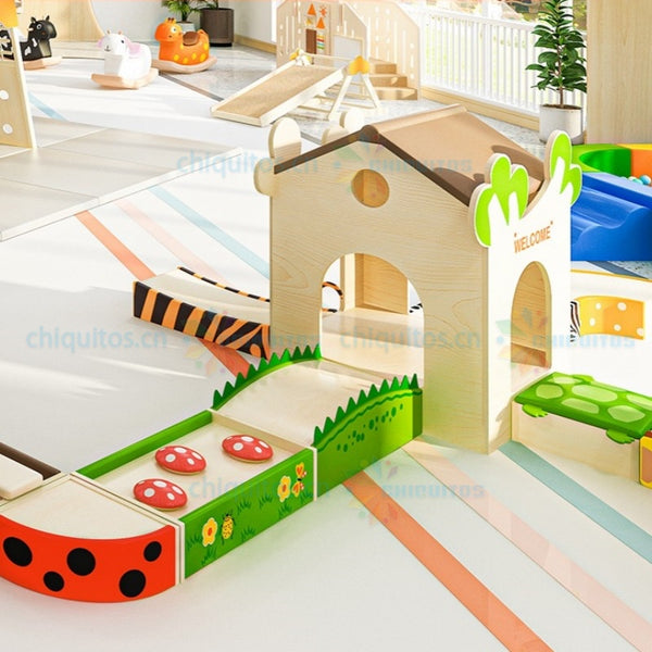 Chiquitos Customizable Wooden Indoor Playground Set for Kids - Safe Fun with Creative Animal and Nature-Themed Design