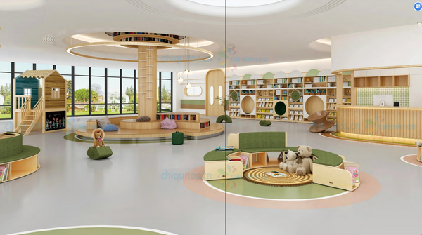 Chiquitos Modern Wooden Kids Library Furniture for Early Education Reading Spaces and Playroom Design