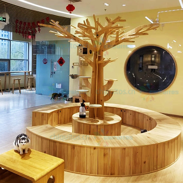 Chiquitos Custom Wooden Cat Tree Furniture for Pet-Friendly Spaces Stylish Cat Climbing and Play Structures