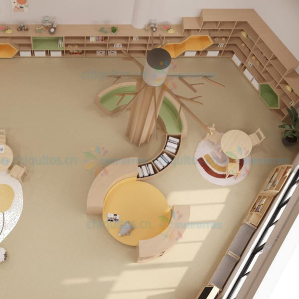 Chiquitos Modern Tree-Shaped Wooden Reading Pod for Kids Libraries or Schools Customizable Indoor Play Furniture