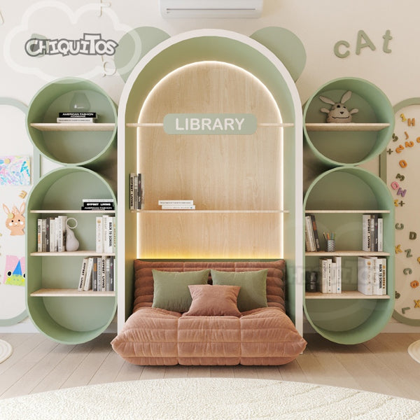 Chiquitos Wooden Kids Bookshelf for Preschool | Montessori Early Learning Reading Shelf for Kindergarten Classroom