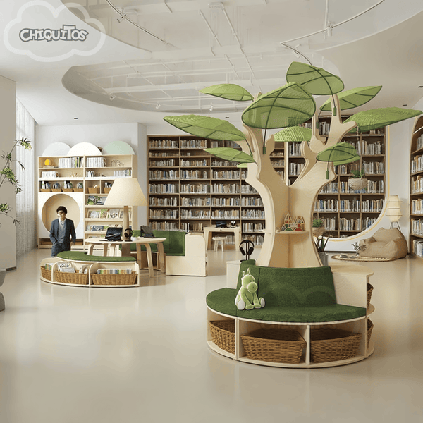 Chiquitos Tree-Shaped Bookshelf for Library  Wooden Bookcase for Reading Room OEM/ODM Customizable Reading Corner Book Organizer