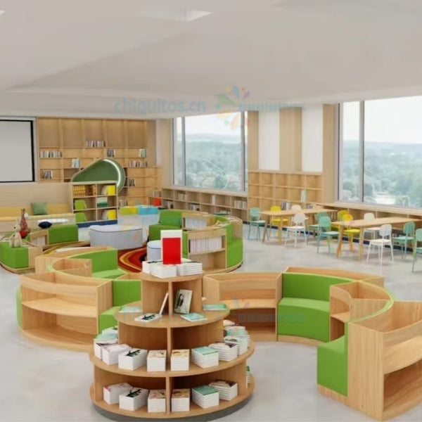 Chiquitos Custom Circular Bookshelf and Seating Solutions for Modern Library and Learning Spaces