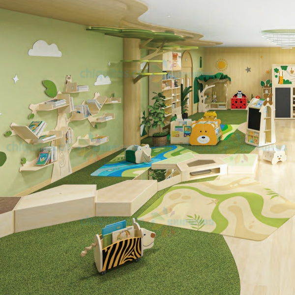 Chiquitos Kids Animal-Themed Furniture Set Wooden Chairs and Bookshelves for Preschool Classroom or Playroom