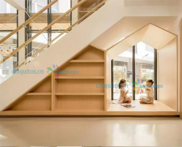 Chiquitos library furniture Kindergarten preschool Children bookshelf Nursery Day-Care Classroom train design reading book shelf