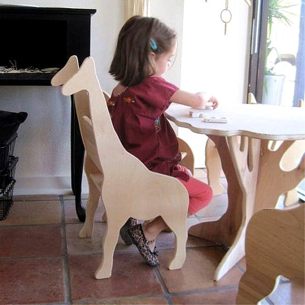 Chiquitos Solid wood bench kindergarten picture book hall children's chairs animal shaped stool early education center table