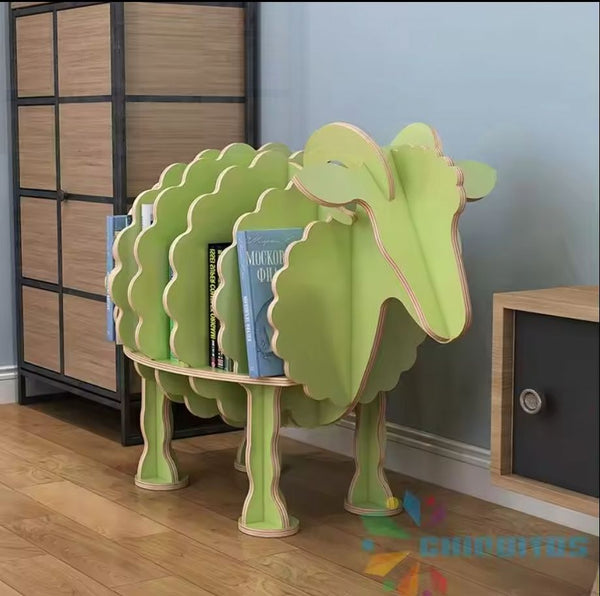 Chiquitos Custom wholesale cute multi-color lamb shaped wooden bookcase animal shaped storage cabinet