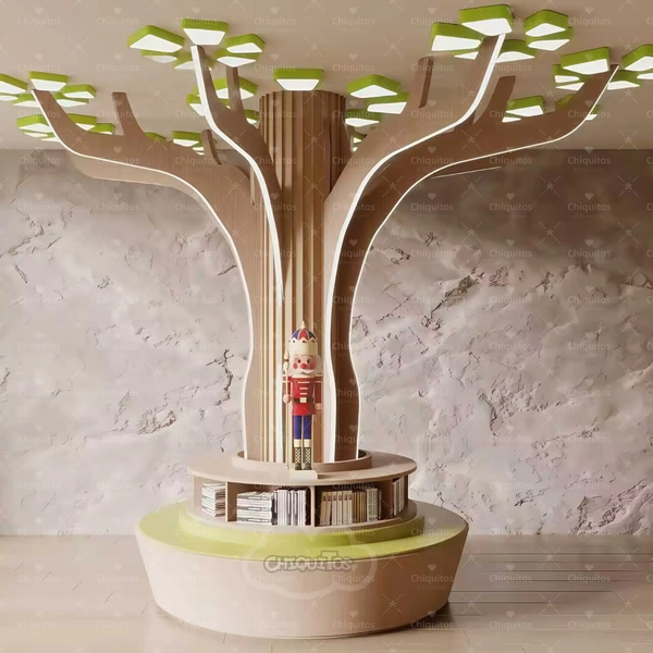 Chiquitos Modern Arbor-Inspired Pillar Wrap Shelving System for Contemporary Commercial Furniture Design Eco-Friendly  Wood Tree