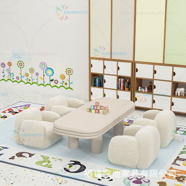 Chiquitos Simple Children'S Sofa Table Chair Combination Reading Area Back Seat Multi-Functional Children'S Solid Wood Table