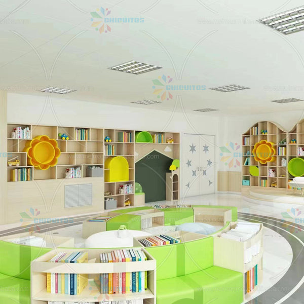 Chiquitos Full Wall Bookcase Inlaid With Letters Nursery Library Bookcase Wall Children'S Picture Book Rack With Unique Shape
