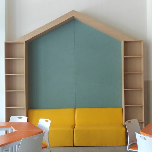 Chiquitos Customized furniture bookcase with sofa and stool new children's bookcase for kindergarten library reading corner