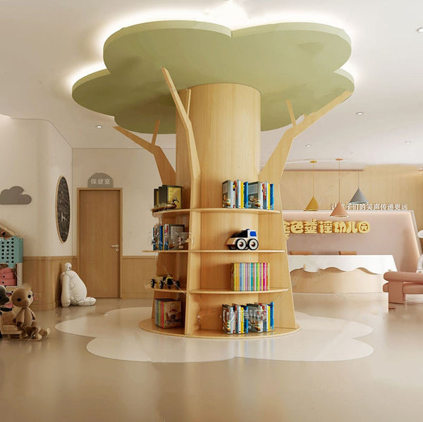 Chiquitos Australia Hot Sale Kids Library Furniture 1/2 Half Wooden Reading Bench Tree Shaped Bookshelf kindergarten supplies
