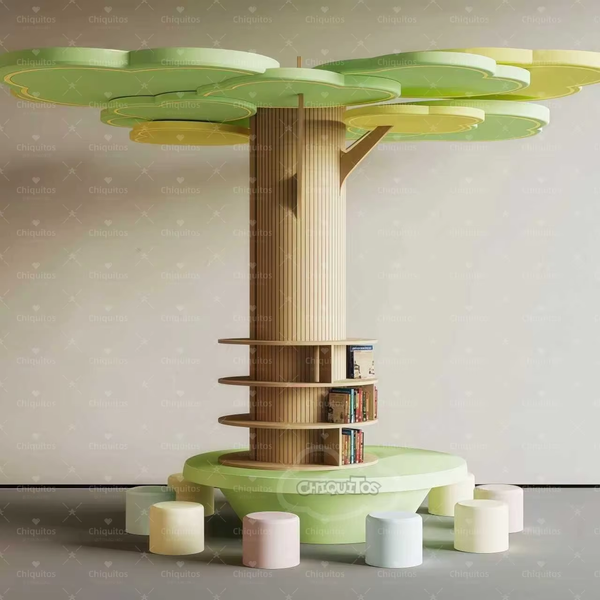 Chiquitos Custom Tree Themed Decorative Column Wraps for Bookstore Library Furniture Design Bookshop School Interior Solutions