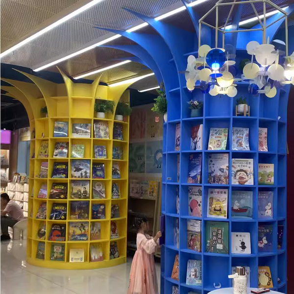 Chiquitos Cylindrical bookshelf luxury library decorate Wooden Learning Corner Area Supply Preschool Furniture