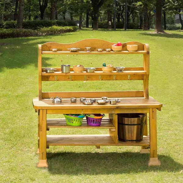 Outdoor Furniture Anticorrosive Wood Outdoor Dishware Cabinet Lawn Tableware Storage Cabinet Easy Clean Dining Table Cabinet