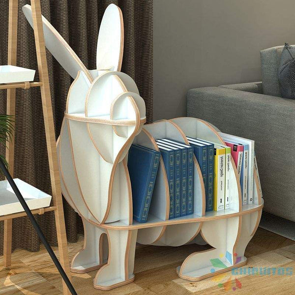 Chiquitos Children'S Library Little Yellow Rabbit Shape Wooden Storage Bookshelf kids library furniture Rabbit-shaped bookshelf