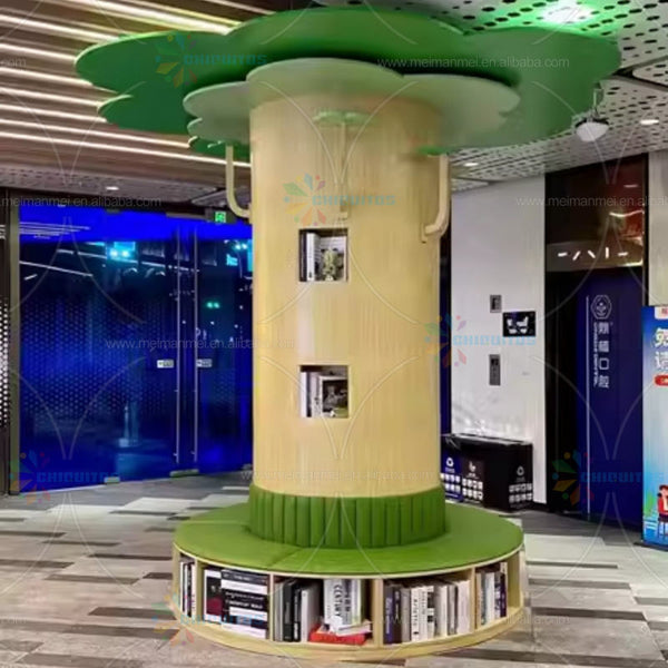 Chiquitos Australia Hot Sale Kid Library Montessori Furniture library decoration Wood Reading Bench corner Tree Shape Bookshelf