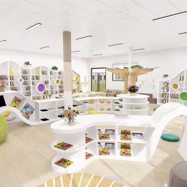 Chiquitos Kindergarten Furniture Daycare Bookshelves Preschool Furniture Wooden Tree shape Bookshelves For Child Care Centers