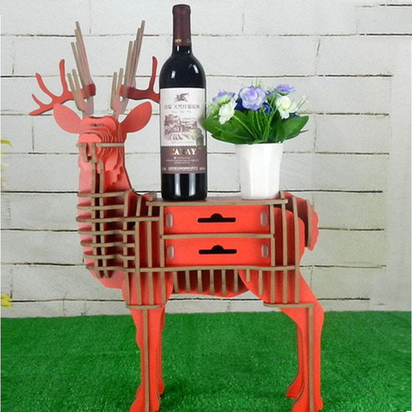 Chiquitos Creative animal deer wine storage rack master design wood bar restaurant floor decoration double drawers