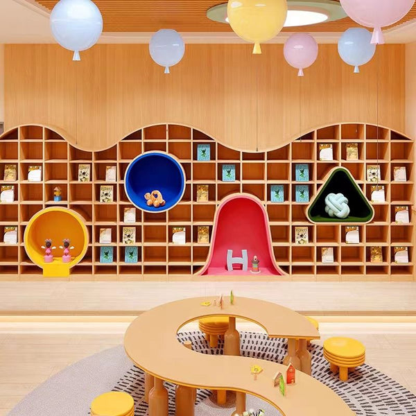 Chiquitos Nordic simple custom bag column bookcase top arc bookshelf display rack kindergarten library children's picture book rack