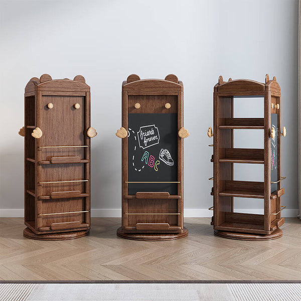 Factory Direct Supply Simple Modern Solid Wood Bookshelf 360 Angle Rotating Wooden Bookcase
