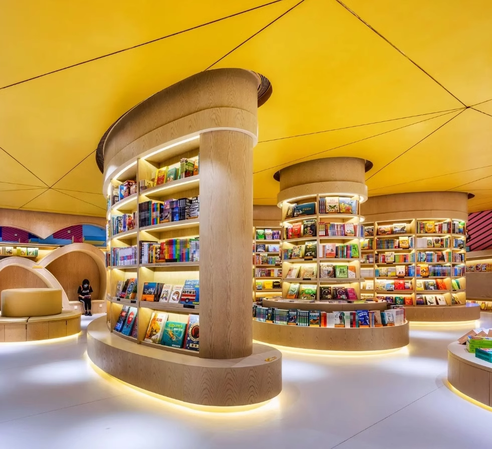 Chiquitos Modern Library Book Shelves Custom Wooden Bookstore Display ...