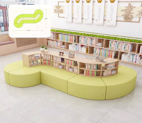 Chiquitos School library reading room reading area sofa Picture book library lounge area Creative bookcase sofa combination