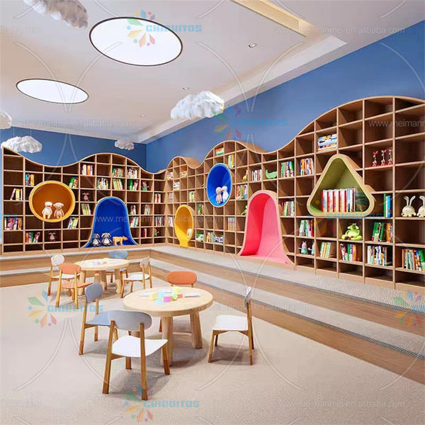 Chiquitos Nordic simple curved bookcase kindergarten decoration early education nursery center reading room bookshelf children