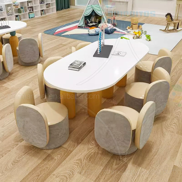 Chiquitos Furniture Children'S Kindergarten Wooden Long Table and chair High-end Children's library furniture store