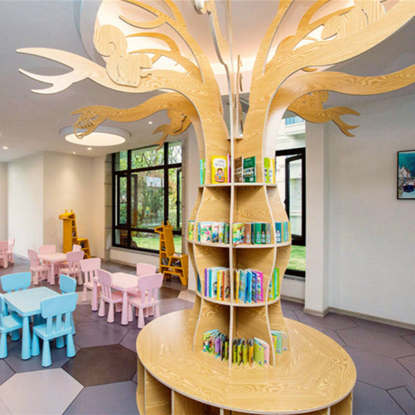 Chiquitos Creative Bookshelf Rotating Wholesale Modern Library Storage Solid Wood Popular Bookcase Kids' Cabinets Round Bookshelf