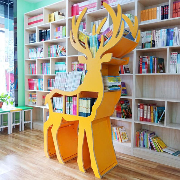 Chiquitos Creative Book Shelf Kid Cabinet Wooden WithWood Modern With Cabinet Bibliotheque Library Sika deer design Bookshelf