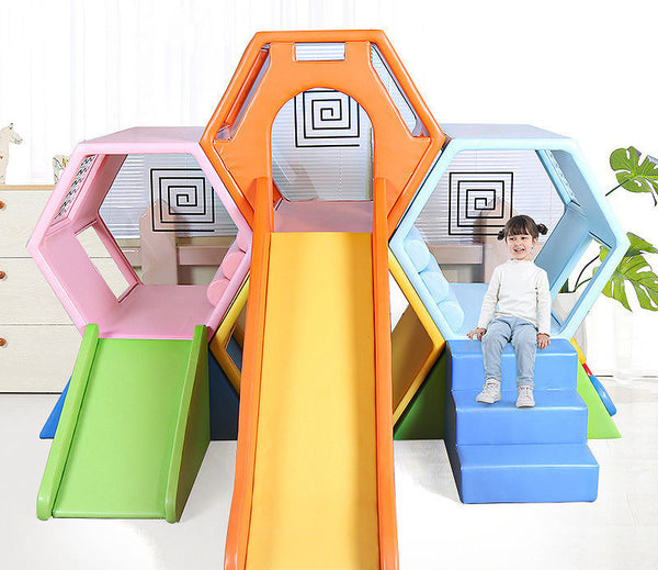 Chiquitos Hot Selling Thickened Matte Pu Skin Honeycomb Software Slide Climbing And Sliding Combination For Children