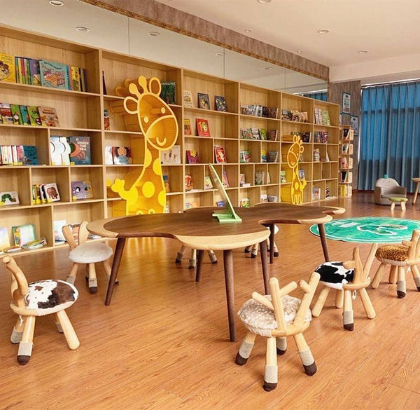 Children's solid wood bench set kindergarten early education picture book Hall Library Library Sales office children's area