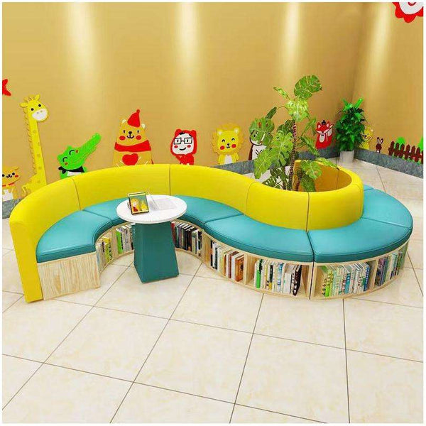 Chiquitos Creative Bookshelf S-shaped sofa school library bookshelf school library modern furniture luxury library decorate
