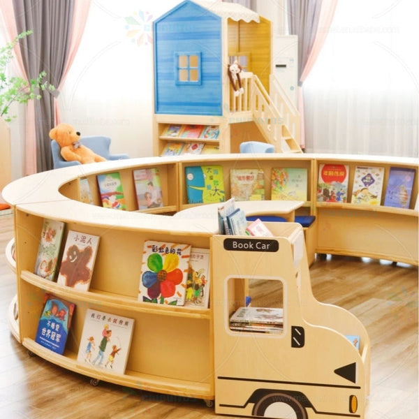Chiquitos Preschool Daycare Classroom Moetry Creative S Shaped Wooden Bookshelf for Children's Library Reading Room