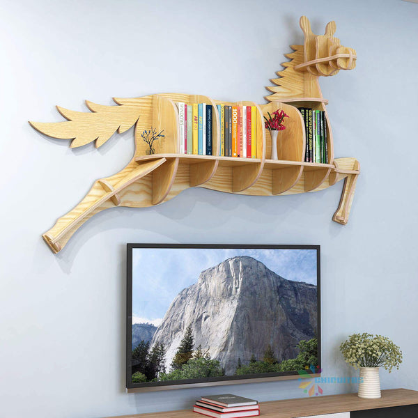 Chiquitos Modern Creative Large Capacity Multi-Functional Animal Wall-Mounted Children'S Bookcase Animal horse-shaped bookshelf