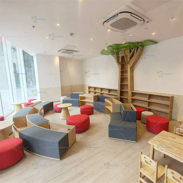 Chiquitos customized Wooden Library Bookshelf Bookstore Furniture Cabinets Shelf For Tree Shaped decor shop restaurant projects