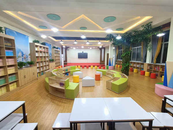 Chiquitos Customized Early Education Training Kindergarten Curved Bench Bookshelf Library l Community Reading Room Combination