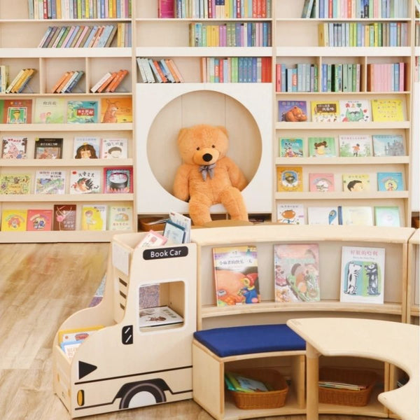 Chiquitos Colorful Kids Library Bookshelf With Comfy Reading Zone And Fun Toy Area