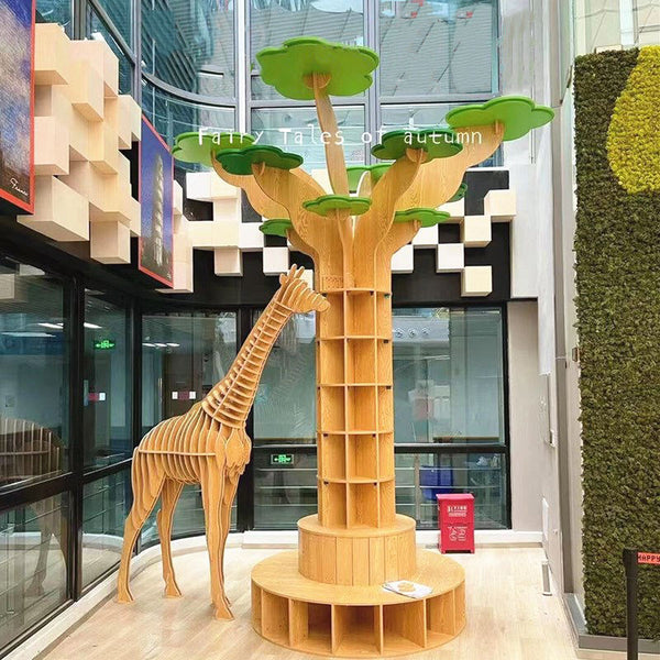 Chiquitos Creative log giraffe decoration kindergarten landing animal decoration office shopping shop window props Display rack